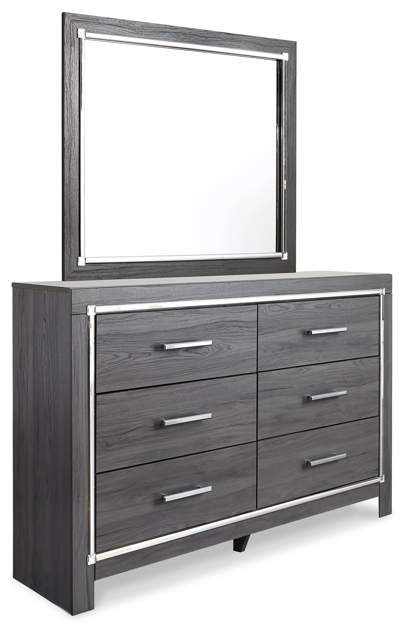 Lodanna Panel Bed With 2 Storage Drawers With Mirrored Dresser And Chest