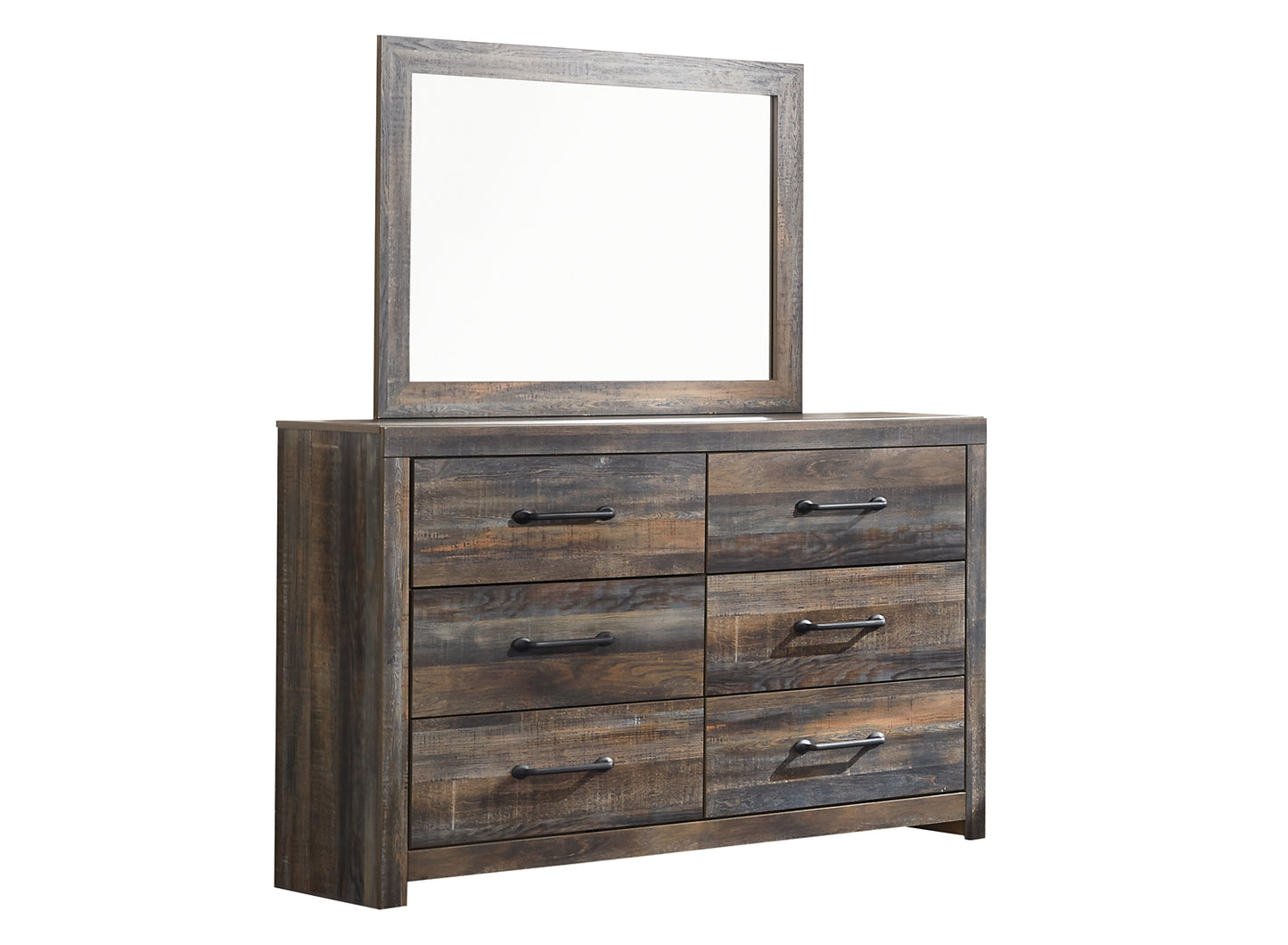 Drystan Panel Bed With Mirrored Dresser, Chest And 2 Nightstands