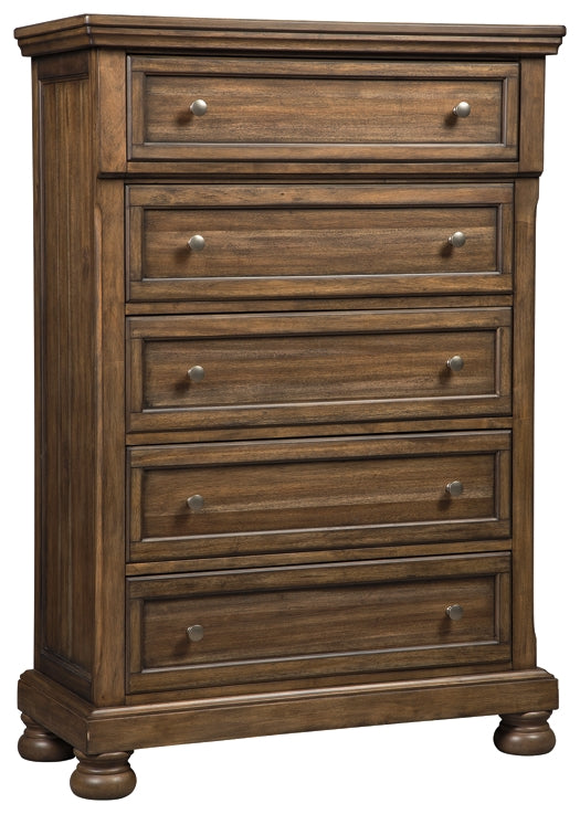 Flynnter Sleigh Bed With 2 Storage Drawers With Mirrored Dresser, Chest And 2 Nightstands