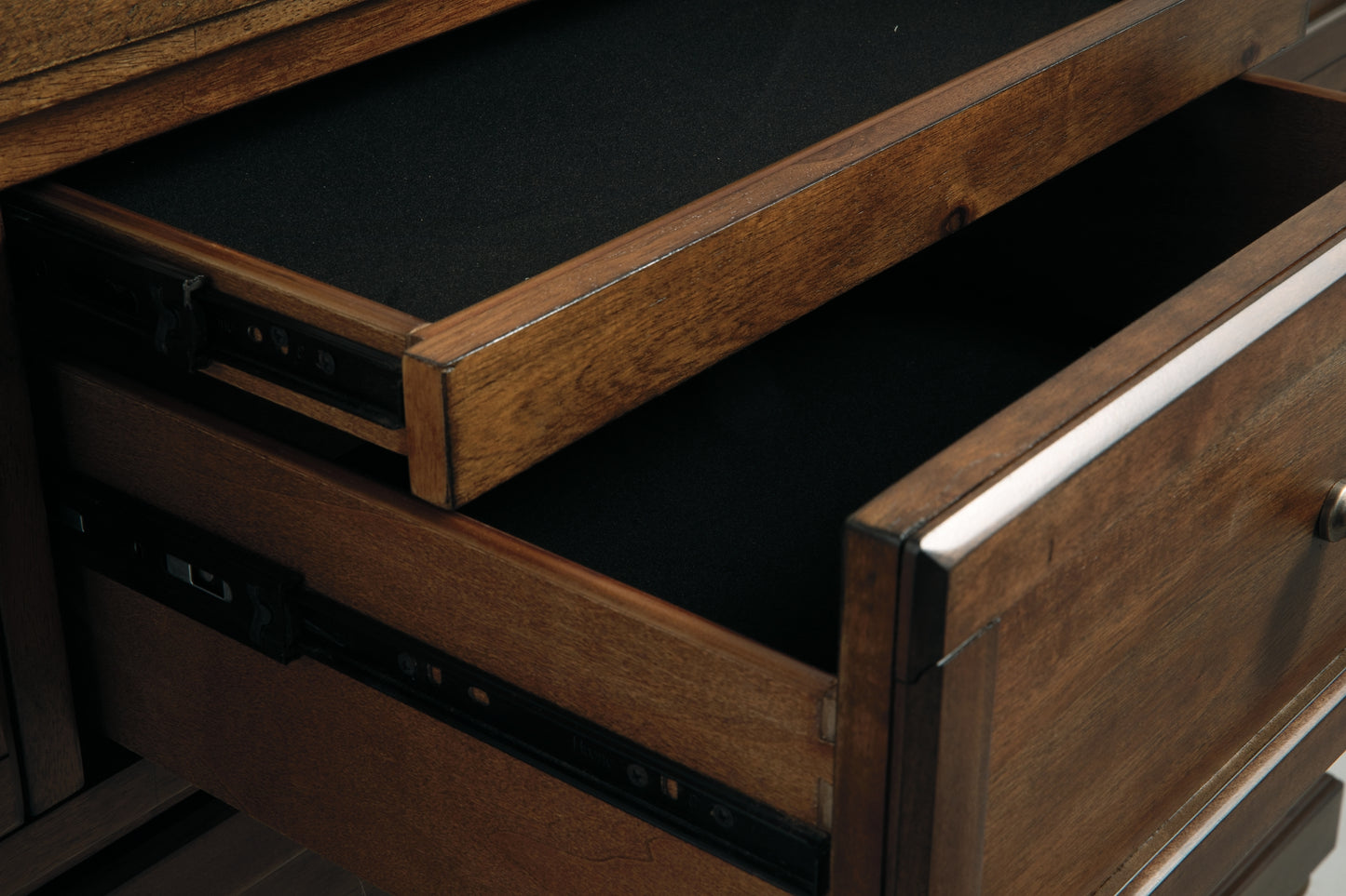 Flynnter Sleigh Bed With 2 Storage Drawers With Mirrored Dresser, Chest And 2 Nightstands