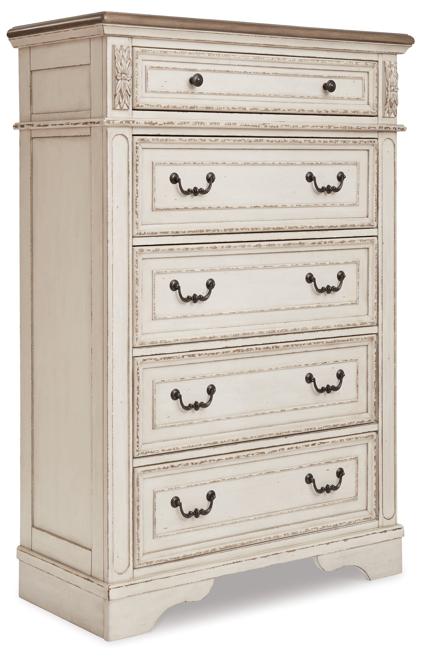 Realyn Upholstered Panel Bed With Mirrored Dresser, Chest And Nightstand
