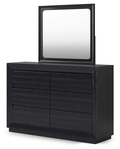 Londer Queen Panel Bed with Mirrored Dresser