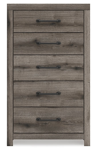 Graystorm Full Panel Bed with Mirrored Dresser and Chest