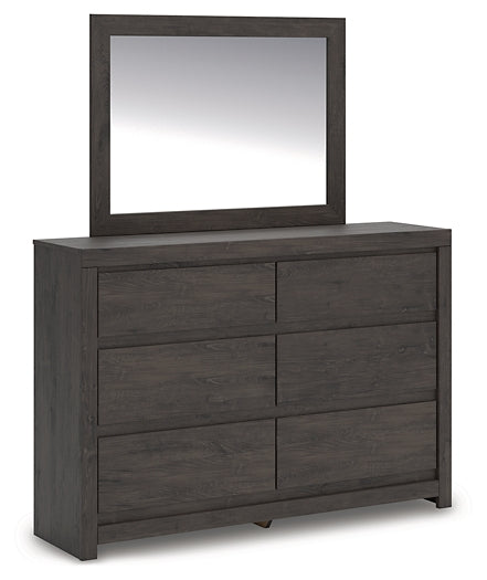 King Panel Storage Bed with Mirrored Dresser and Chest