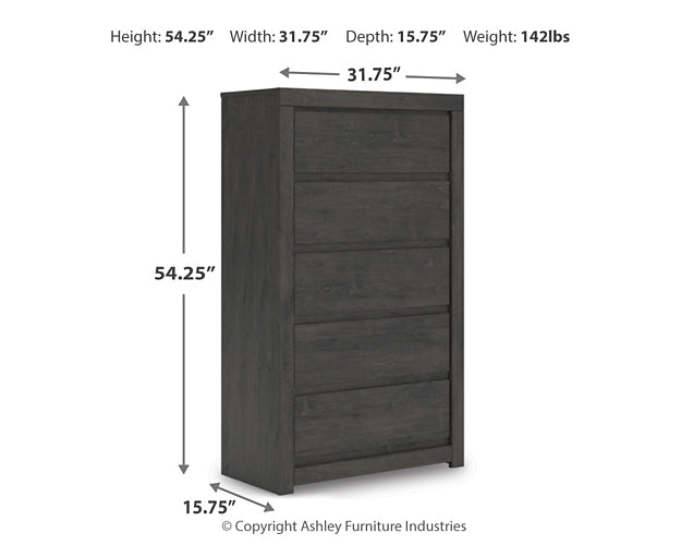 King Panel Bed with Mirrored Dresser and Chest