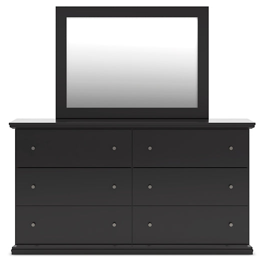 King Panel Bed with Mirrored Dresser, Chest and Nightstand