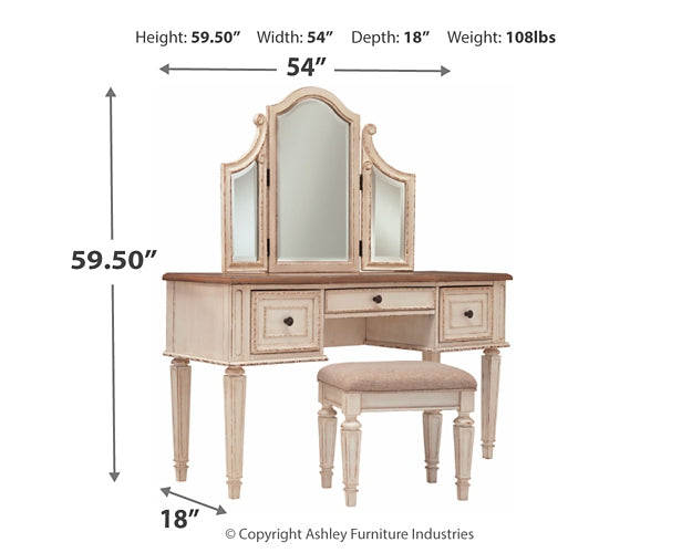 Realyn Vanity/Mirror/Stool (3/CN)