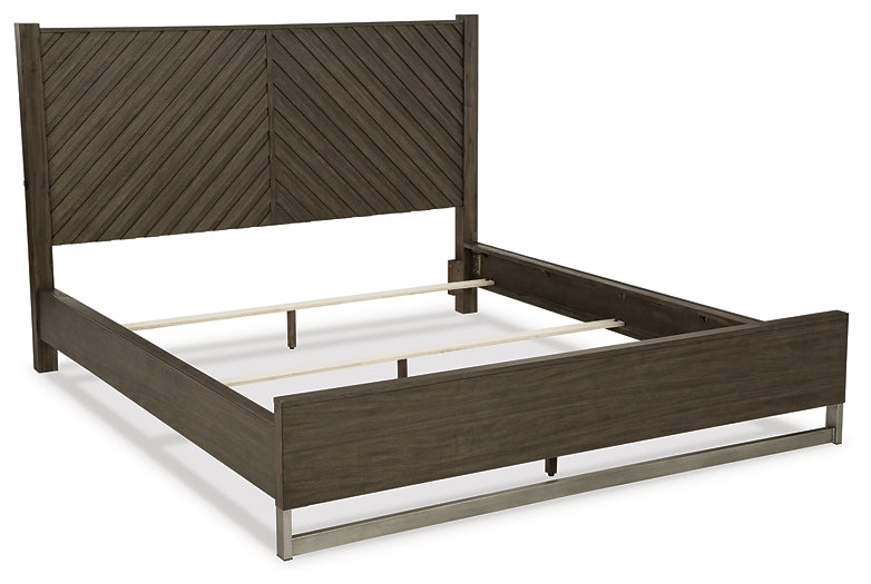 Arkenton California King Panel Bed with Mirrored Dresser and 2 Nightstands