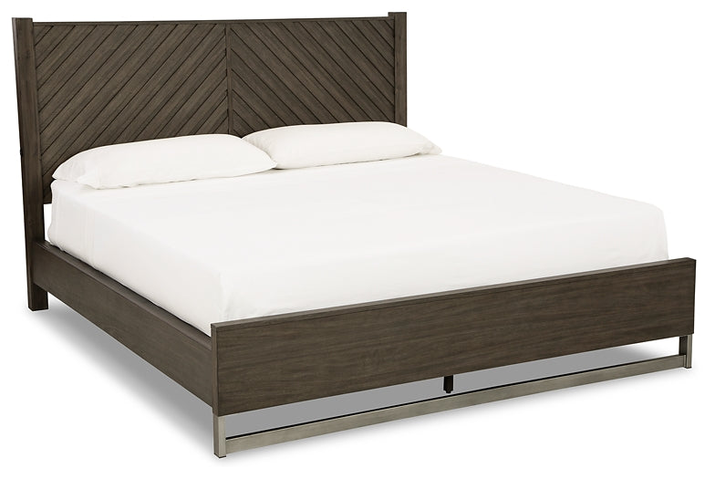 Arkenton California King Panel Bed with Mirrored Dresser and Chest