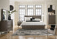 Arkenton California King Panel Bed with Mirrored Dresser, Chest and Nightstand