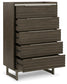 Arkenton California King Panel Bed with Mirrored Dresser, Chest and 2 Nightstands