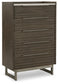 Arkenton California King Panel Bed with Mirrored Dresser, Chest and 2 Nightstands