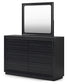 Londer Queen Panel Bed with Mirrored Dresser and 2 Nightstands