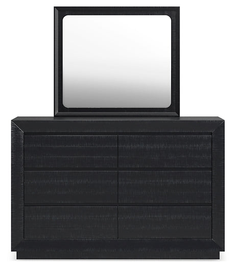 Londer Queen Panel Bed with Mirrored Dresser, Chest and 2 Nightstands