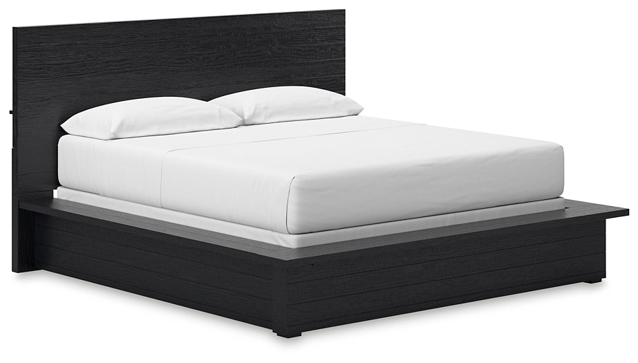 Londer California King Panel Bed with Mirrored Dresser