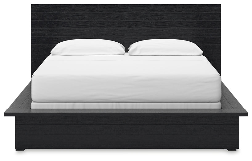 Londer California King Panel Bed with Mirrored Dresser