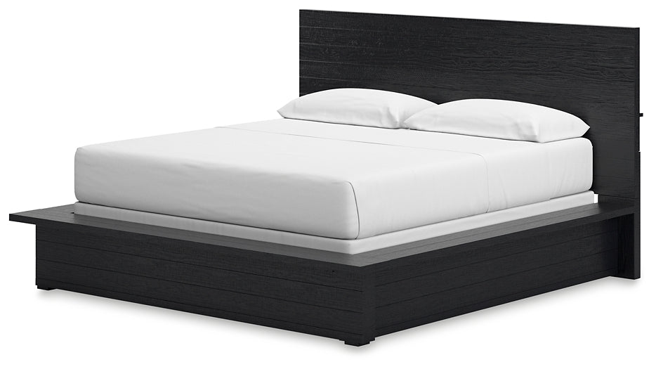 Londer California King Panel Bed with Mirrored Dresser