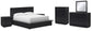 Londer California King Panel Bed with Mirrored Dresser, Chest and 2 Nightstands
