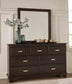 Covetown Queen Panel Bed with Mirrored Dresser, Chest and Nightstand