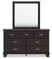 Covetown King Panel Bed with Mirrored Dresser and Chest