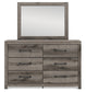 Graystorm Full Panel Bed with Storage with Mirrored Dresser, Chest and Nightstand