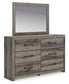Graystorm Twin Panel Bed with Storage with Mirrored Dresser