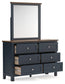 Landocken Full Panel Headboard with Mirrored Dresser and Chest
