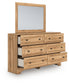 Aleaport King Panel Bed with Mirrored Dresser and Nightstand
