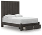 Queen Panel Storage Bed with Mirrored Dresser and Nightstand
