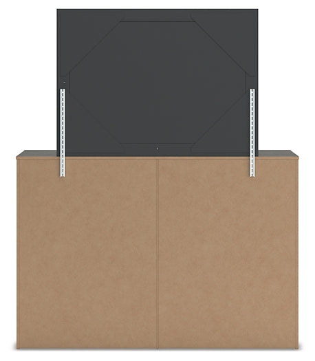 King Panel Bed with Mirrored Dresser, Chest and Nightstand