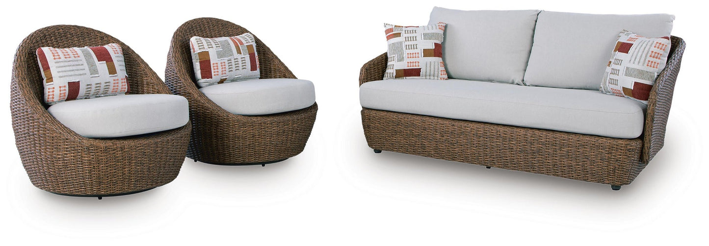 Double Point Love/Swivel Chairs Set (3/CN)