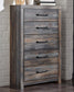 Drystan Queen Bookcase Bed, Dresser, Mirror, Chest and Nightstand