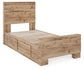 Hyanna Twin Panel Bed with 2 Side Storage, Dresser, Mirror and Nightstand