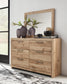 Hyanna King Panel Storage Bed with 2 Under Bed Storage Drawers, Dresser, Mirror and Nightstand