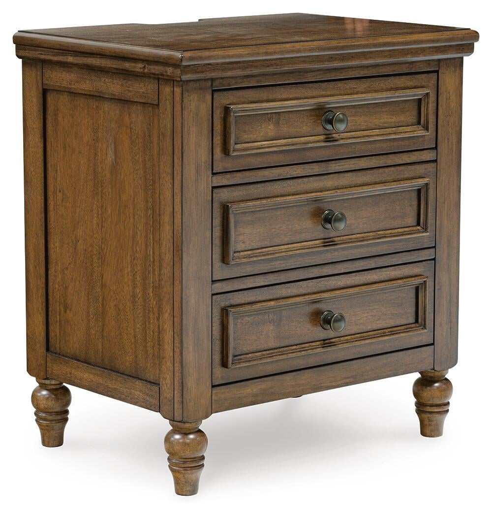 Sturlayne Queen Upholstered Panel Bed, Dresser, Mirror, Chest and Nightstand