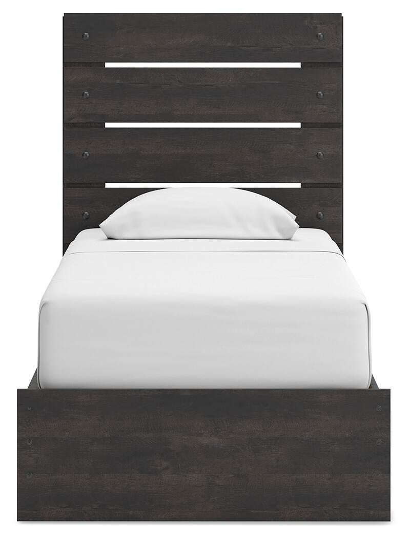 Hollivern Twin Panel Bed with Storage, Dresser and Mirror