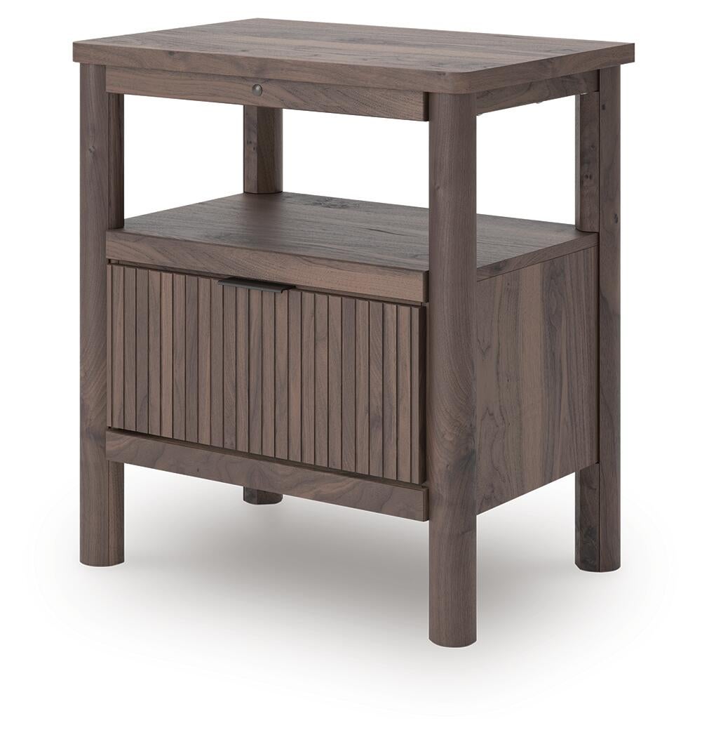 Pamytta Twin Upholstered Panel Platform Bed, Dresser, Mirror, Chest and Nightstand