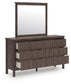 Pamytta King Upholstered Panel Platform Bed, Dresser, Mirror and Nightstand