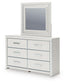 Zuraleus King Upholstered Panel Platform Bed, Dresser and Mirror