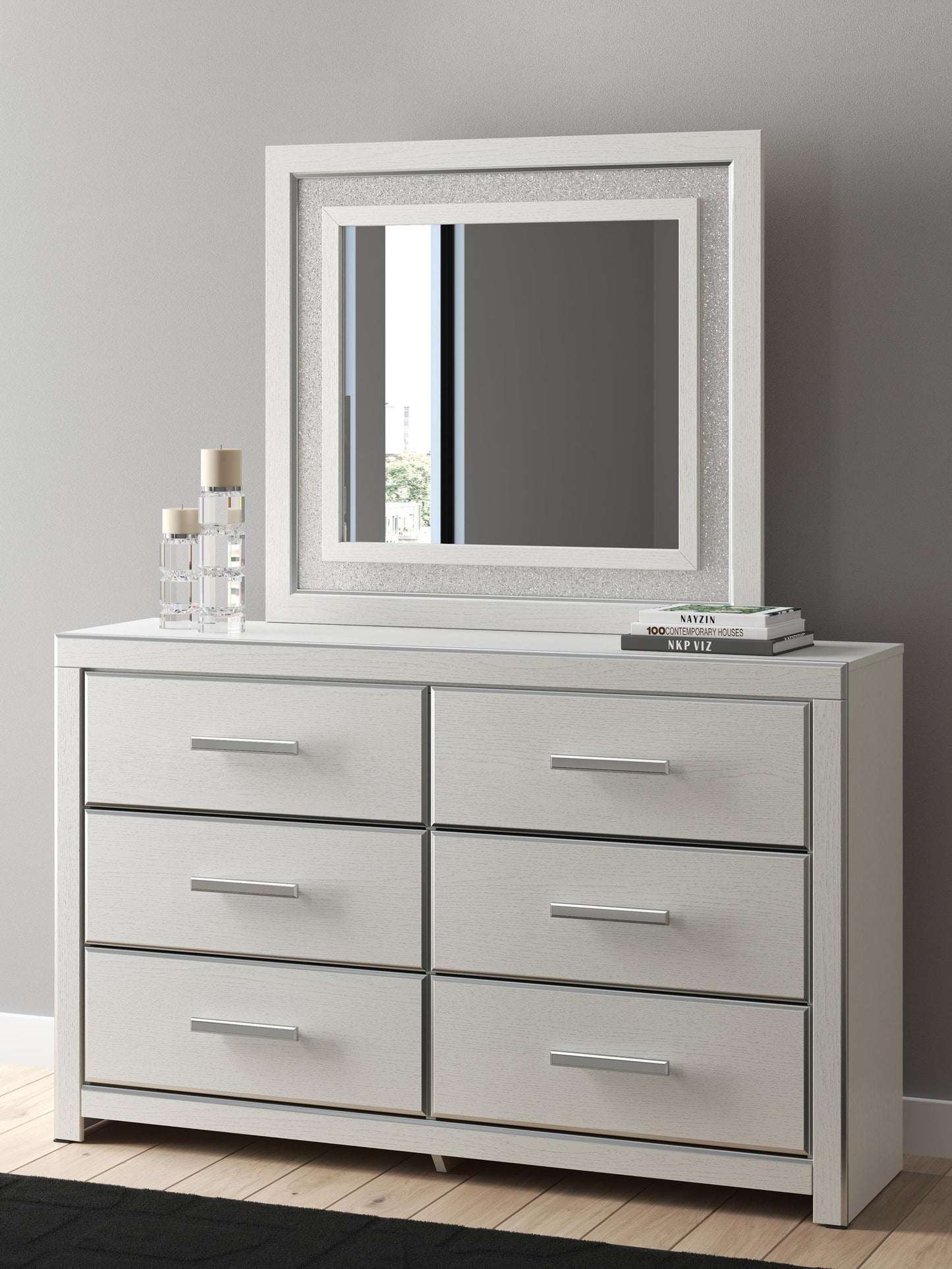 Zuraleus Queen Upholstered Bed, Dresser, Mirror and Nightstand