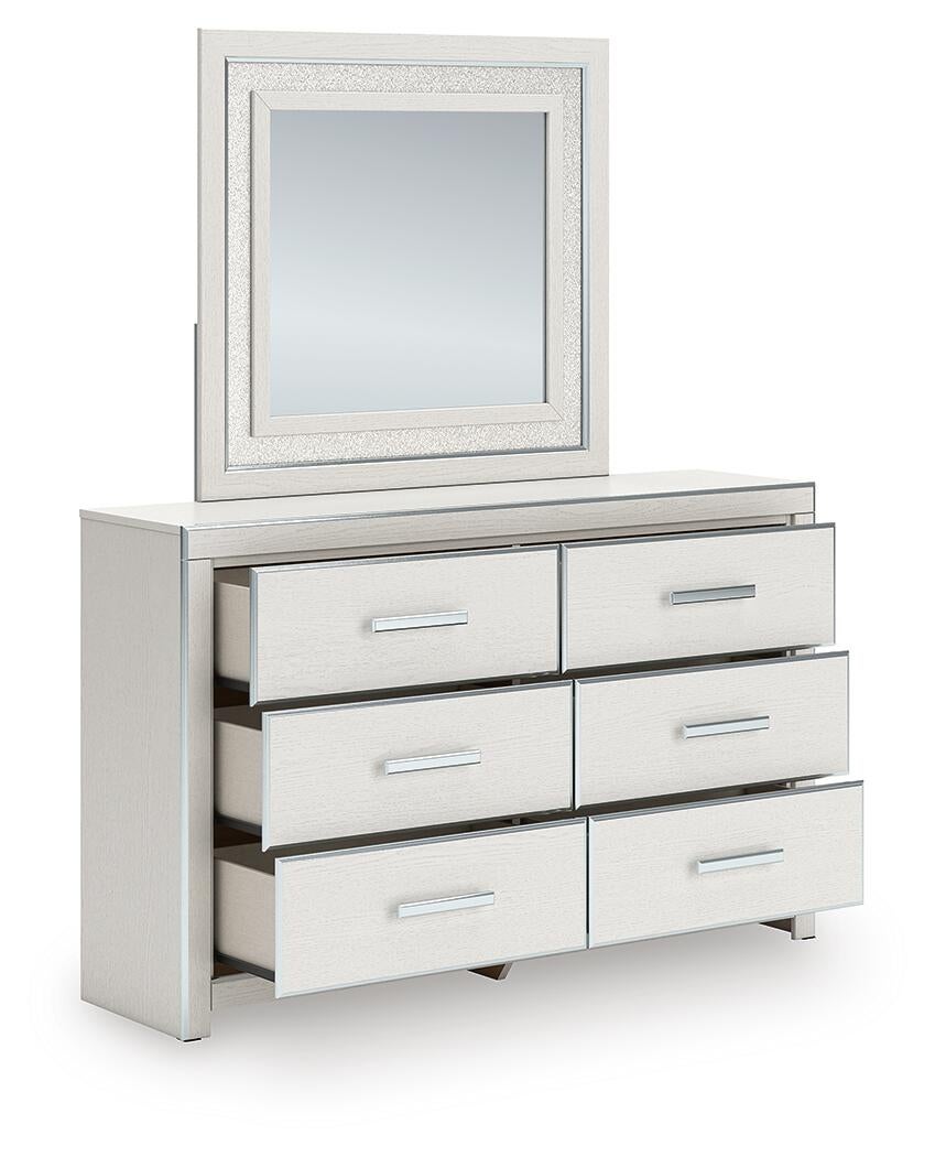 Zuraleus King Upholstered Panel Platform Storage Bed, Dresser, Mirror, Chest and Nightstand