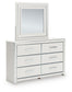 Zuraleus Queen Upholstered Panel Platform Bed, Dresser, Mirror and Nightstand