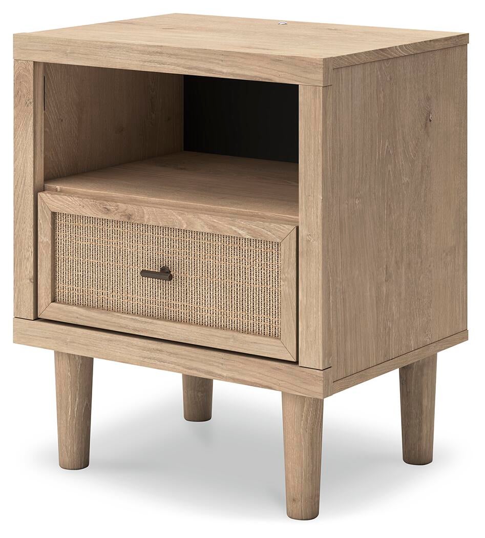 Cielden Queen Upholstered Bed with Roll Slats, Dresser, Mirror, Chest and Nightstand