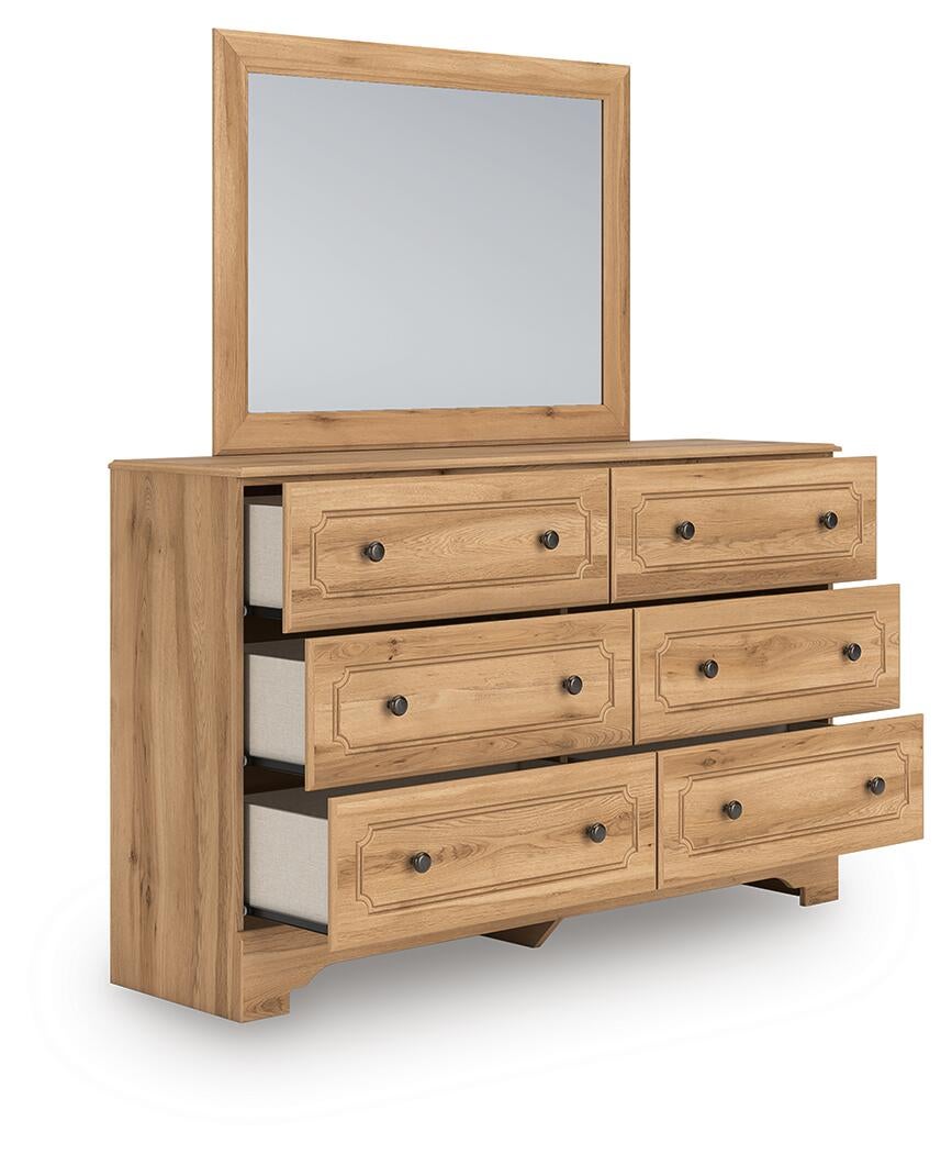 Aleaport Twin Panel Bed with Mirrored Dresser