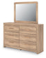 Kinlanni King Upholstered Platform Bed, Dresser and Mirror