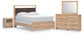 Kinlanni Queen Upholstered Panel Bed, Dresser, Mirror and Nightstand