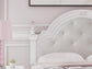 Kozlani Full Upholstered Panel Bed, Dresser and Mirror